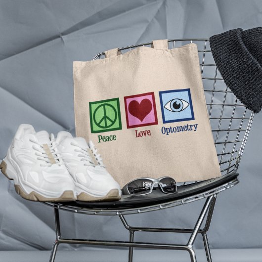 Optometrist Peace Love Optometry Kantoor Tote Bag
