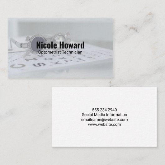 Optometrist | Phoropter | Eye Exam Chart Visitekaartje (Voorkant / Achterkant)
