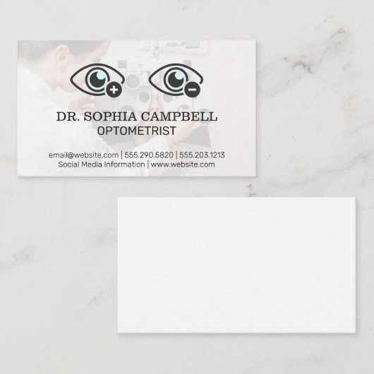 Optometrist | Phoropter | Oogmetingspictogram Visitekaartje (Voorkant / Achterkant)
