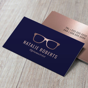 Optometrist Roos Gold Eyeslijy Eye Glasses Navy Visitekaartje