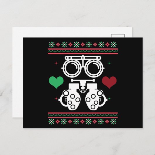 Optometrist Ugly KerstSweater Optician Xmas Briefkaart (Voorkant / Achterkant)