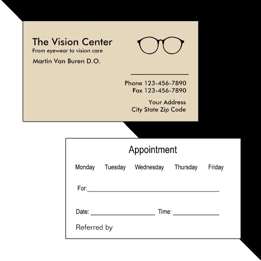 Optometrist Vision Care Aanbevelingskaartje