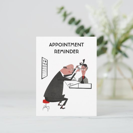 Optometrist voor briefkaart Retro Appointment (Staand voorkant)
