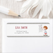 Optometrist vrouw geïllustreerd retouradres etiket (Insitu)