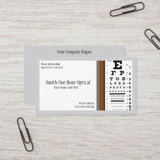 Optometristen Visitekaartje (Voorkant / Achterkant in situ)