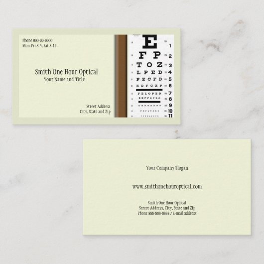Optometristen Visitekaartje (Voorkant / Achterkant)