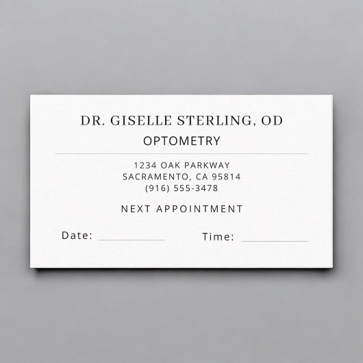 Optometry Eye Doctor Office Appointment Card Visitekaartje