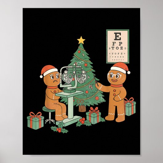 Optometry Gingerbread Christmas Optician Sight Squ Poster (Voorkant)