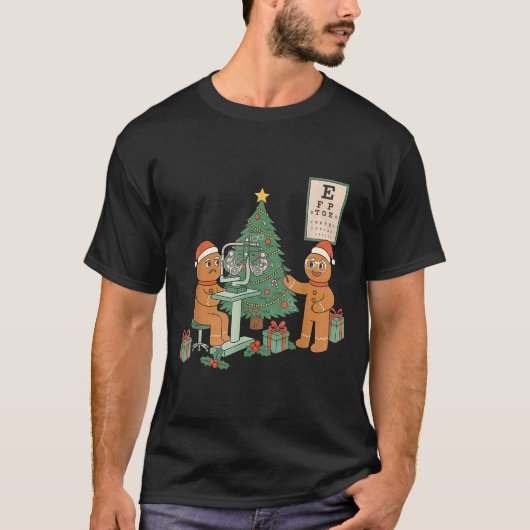 Optometry Gingerbread Christmas Optician Sight Squ T-shirt (Voorkant)
