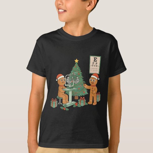 Optometry Gingerbread Christmas Optician Sight Squ T-shirt (Voorkant)