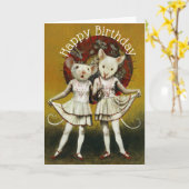  optredende Mice Verjaardag Kaart (Gele Bloem)