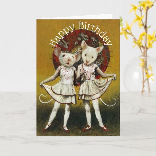  optredende Mice Verjaardag Kaart (Gele Bloem)