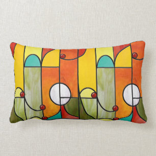 Optrekstijl Tiffany faux, gekleurd glas kussen