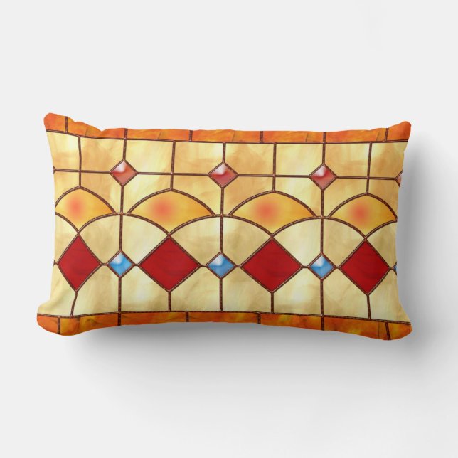 Optrekstijl Tiffany faux, gekleurd glas kussen (Voorkant)