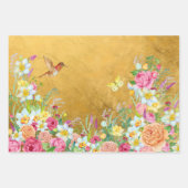 Opulence Gold Floral Hummingbird Inpakpapier Vel (Voorkant 2)