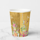 Opulence Gold Floral Hummingbird Papieren Bekers (Rechts)