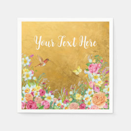 Opulence Gold Floral Hummingbird Servet