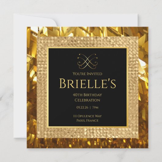 Opulence Minivites Gold Birthday Invitation (Voorkant)