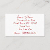 Opulent Aardbeien en Bloemen Visitekaartje (Achterkant)