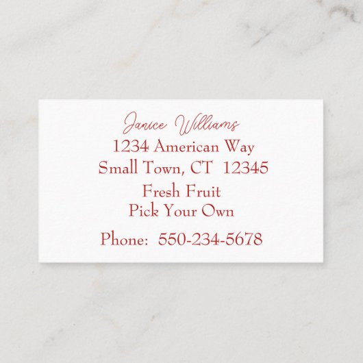 Opulent Aardbeien en Bloemen Visitekaartje (Achterkant)