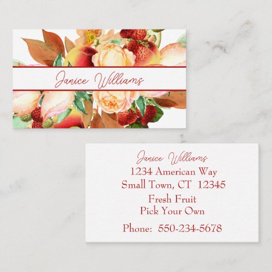 Opulent Aardbeien en Bloemen Visitekaartje (Voorkant / Achterkant)