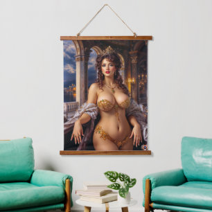 Opulent Beauty Regal Elegance Portret door Xzendor Hangend Wandkleed