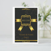 Opulent Black Damask Wedding Save the Date (Staand voorkant)
