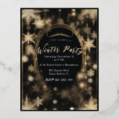 Opulent Black & Gold Foil Vakantie Uitnodigingen (Voorkant)
