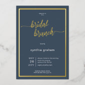 Opulent Blauw Moderne Minimale Bruidsbrunch Folie Uitnodiging (Voorkant)