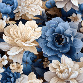 Opulent Blue and Ivory Floral Table Runner Lange Tafelloper