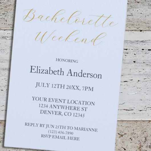 Opulent Blue Bachelorette Party Kaart