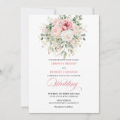 Opulent Blush Floral Gold Wedding Invitation Kaart (Voorkant)