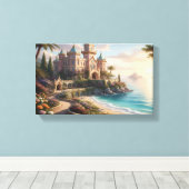 Opulent Coastal Gothic Mansion with Seaside Garden Canvas Afdruk (Insitu (Houten vloer))