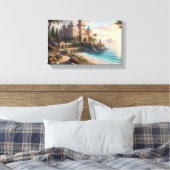 Opulent Coastal Gothic Mansion with Seaside Garden Canvas Afdruk (Insitu (Slaapkamer))