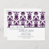 Opulent Damask Save the Date Aankondigingskaart (Voorkant / Achterkant)