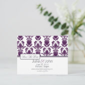Opulent Damask Save the Date Aankondigingskaart (Staand voorkant)