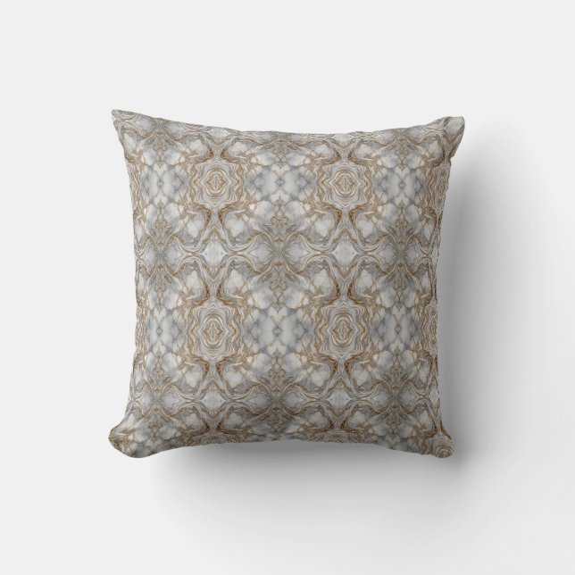 Opulent Elegance: Goudgeaderd marmer Kussen (Voorkant)