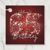 Opulent Elegant Ruby Red Gemstones 65th Birthday Bedankjes Labels (Voorkant)