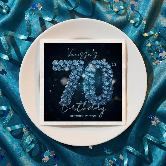 Opulent Elegant Teal Blue Diamonds 70th Birthday Servet