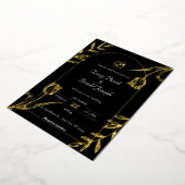 Opulent Elegantie: Zwart en Gouden Huwelijk Folie Uitnodiging (Gedraaid)