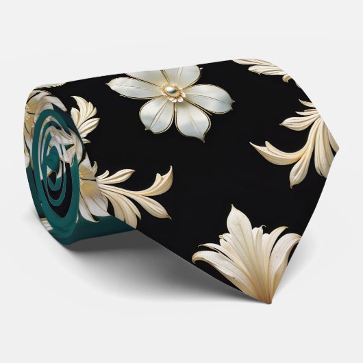 Opulent Essence - azul, verde, burdeos y gris Stropdas (Opgerold)