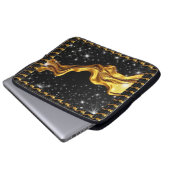 Opulent Galaxy Liquid Gold Black Monochrome Achemp Laptop Sleeve (Voorkant onderkant)