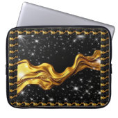 Opulent Galaxy Liquid Gold Black Monochrome Achemp Laptop Sleeve (Voorkant)