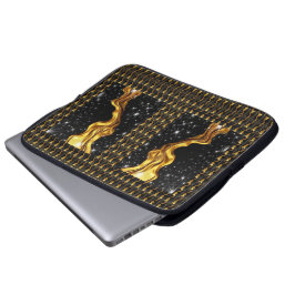 Opulent Galaxy Stream Liquid Gold Black Monochrome Laptop Sleeve