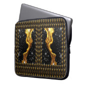 Opulent Galaxy Stream Liquid Gold Black Monochrome Laptop Sleeve (Voorkant Links)