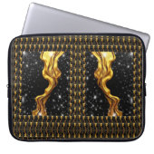 Opulent Galaxy Stream Liquid Gold Black Monochrome Laptop Sleeve (Voorkant)