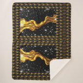 Opulent Galaxy Stream Liquid Gold Black Monochrome Sherpa Deken (Voorkant)