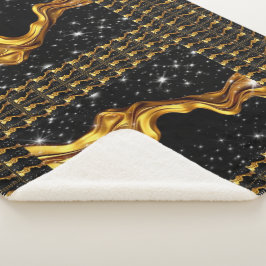 Opulent Galaxy Stream Liquid Gold Black Monochrome Sherpa Deken