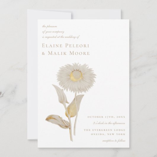Opulent Gilded Floral Wedding Uitnodiging (Voorkant)