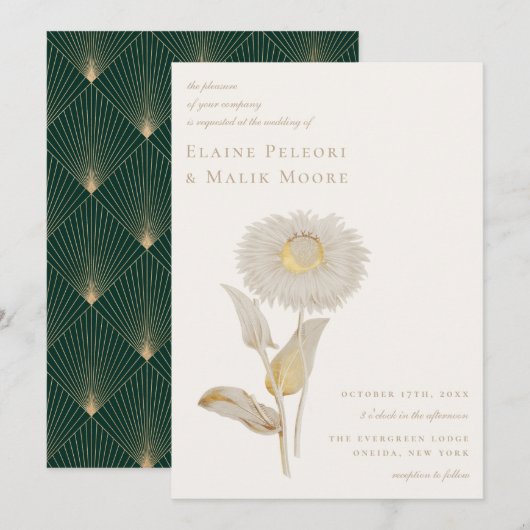 Opulent Gilded Floral Wedding Uitnodiging (Voorkant / Achterkant)